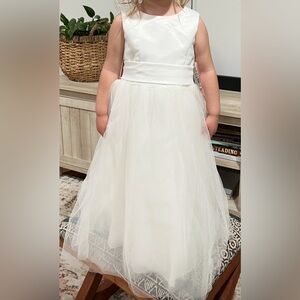 David’s Bridal White Tulle Flower Girl Dress for Toddler